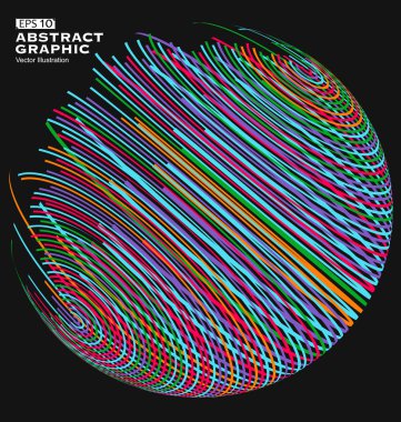 Çok renkli eğrileri, soyut grafik oluşan üç boyutlu Küre.
