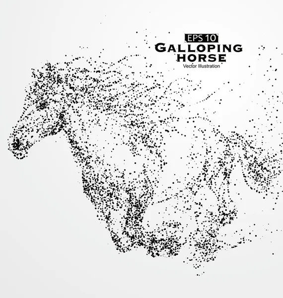 Galopperande häst, många partiklar, skiss, vektor illustration, — Stock vektor