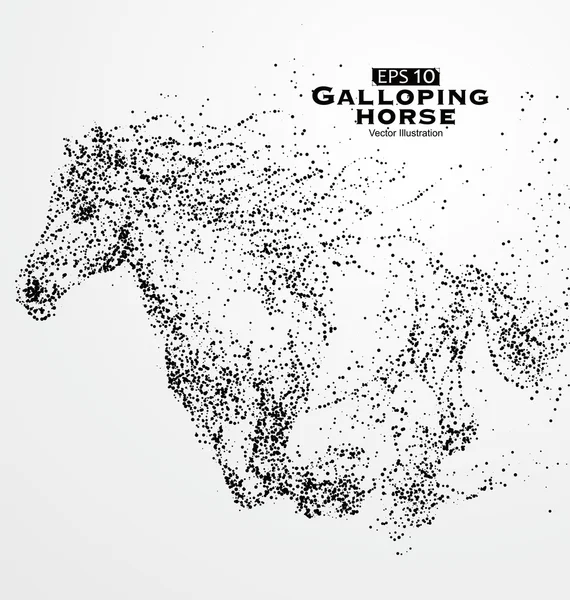 Cavalo galopante, Muitas partículas, esboço, ilustração vetorial , —  Vetores de Stock