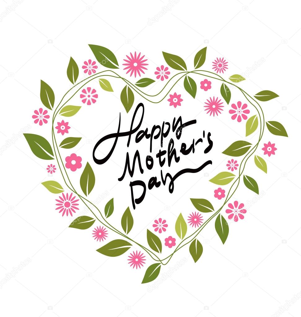 Mother's Day-themed wreath, font design.