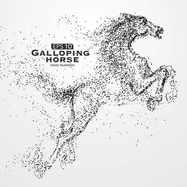 Galloping horse, veel deeltjes, sketch, vectorillustratie, de morele ontwikkeling en vooruitgang. — Stockvector