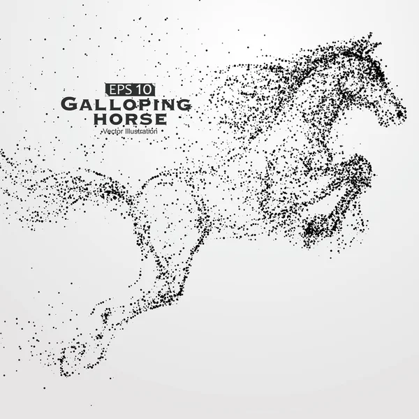 Galloping horse, veel deeltjes, sketch, vectorillustratie, de morele ontwikkeling en vooruitgang. — Stockvector