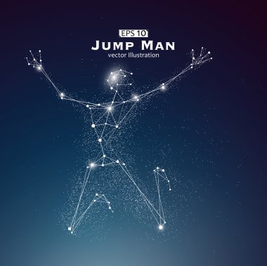 Jump Man, dots and lines connected together, a sense of science and technology vector illustration. clipart