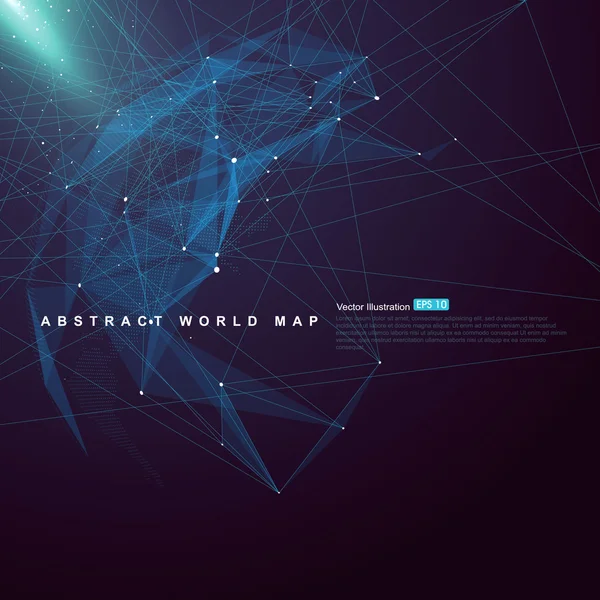 Világ térképen pont, vonal, felület összetételét, képviselő a globális, — Stock Vector