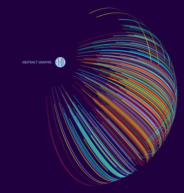 Çok renkli eğrileri, soyut grafik oluşan üç boyutlu Küre.