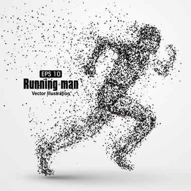 Running Man, particle divergent composition, vector illustration. clipart
