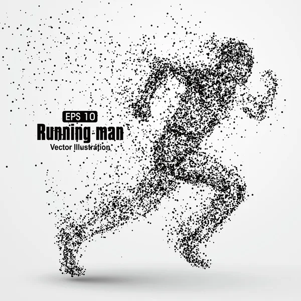 Running Man, deeltje uiteenlopende samenstelling, vectorillustratie. — Stockvector