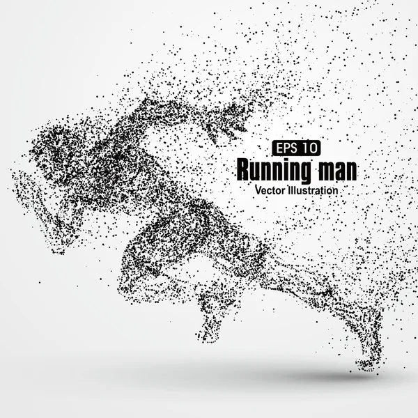 Running Man, composition divergente des particules, illustration vectorielle . — Image vectorielle