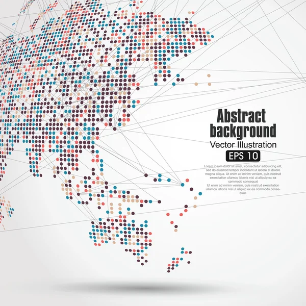 Τελείες πολύχρωμο τρισδιάστατο χάρτη των κόσμο, αφηρημένη γραφικών. — Διανυσματικό Αρχείο