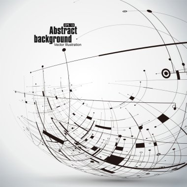 Noktası ve eğri inşa küre tel kafes, teknolojik anlamda soyut illüstrasyon.