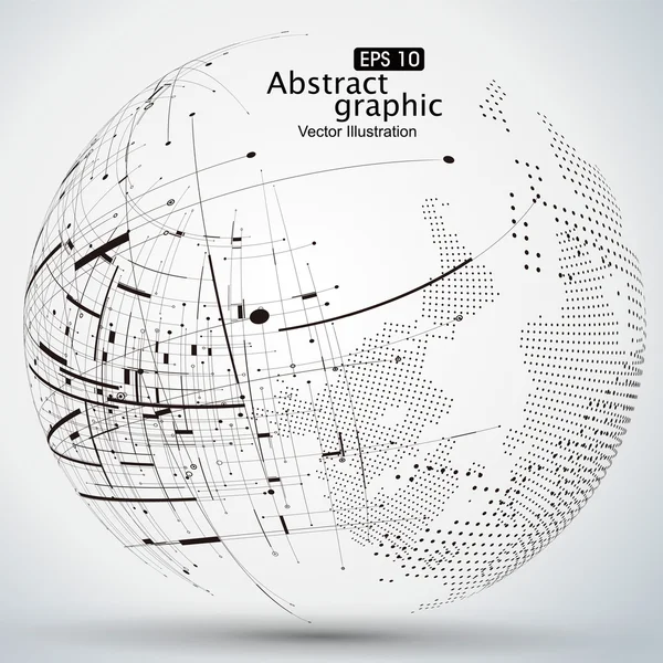 Curva costruito il wireframe sfera, senso tecnologico illustrazione astratta . — Vettoriale Stock