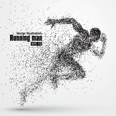 Running Man, particle divergent composition, vector illustration. clipart