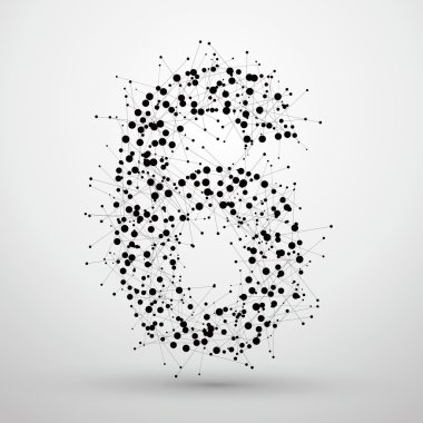 Noktaları ve çizgileri içeren, yazı tipi tasarım ağ teknolojisi duygusu var.