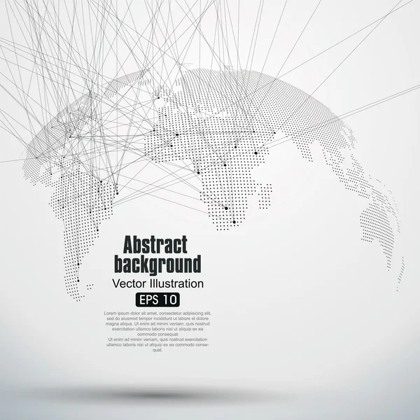 Planeta abstracto tridimensional, mapa del mundo de Dot que consiste en, que representa el global , — Archivo Imágenes Vectoriales