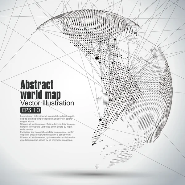 Planeta abstracto tridimensional, mapa del mundo de Dot que consiste en, que representa el global , — Archivo Imágenes Vectoriales