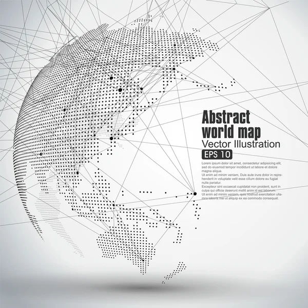 Planeta abstrato tridimensional, mapa do mundo Dot consistindo em, representando o global , —  Vetores de Stock