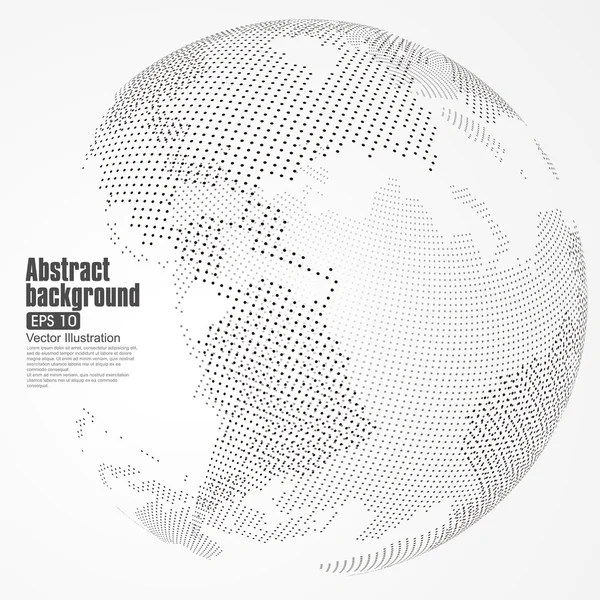 Planeta abstrato tridimensional, pontos, representando o significado global e internacional. — Vetor de Stock