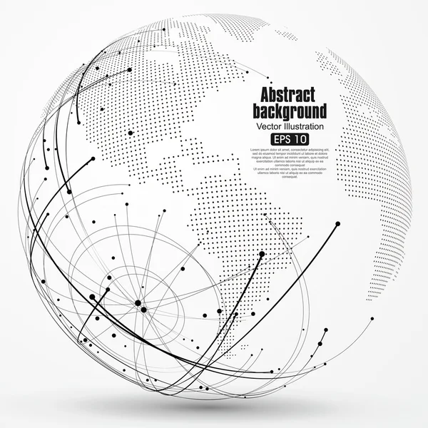 Noktası ve eğri inşa küre tel kafes, teknolojik anlamda soyut illüstrasyon.