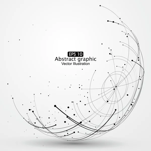 Noktası ve eğri inşa küre tel kafes, teknolojik anlamda soyut illüstrasyon.