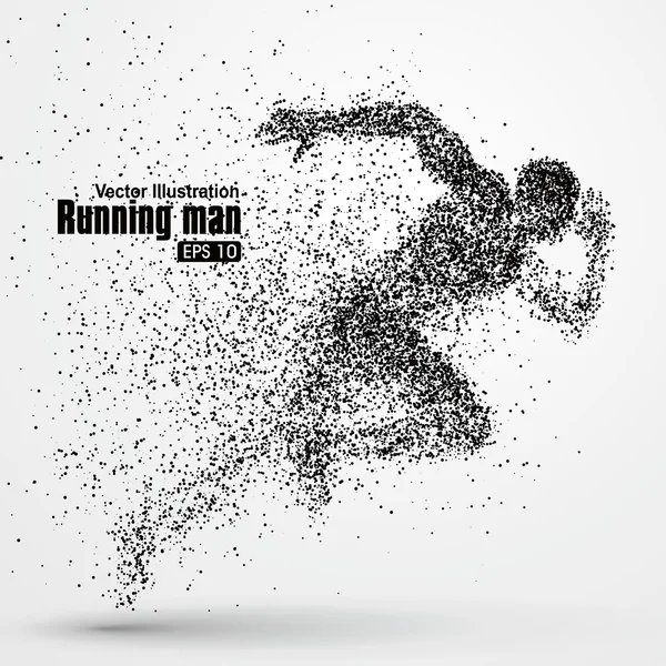 Çalışan adam, parçacık ıraksak kompozisyon, vektör çizim.