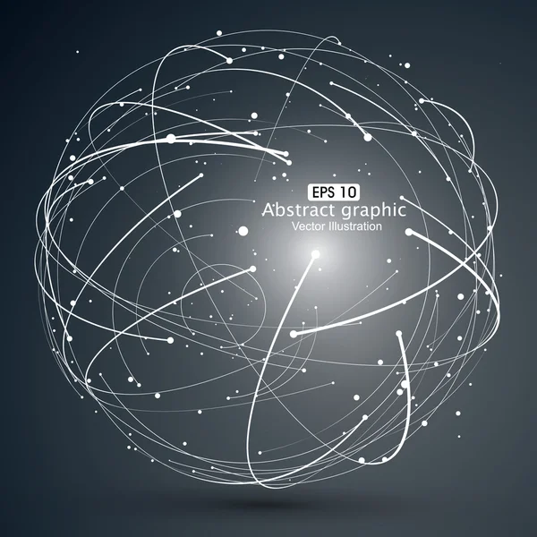 Noktası ve eğri inşa küre tel kafes, teknolojik anlamda soyut illüstrasyon.