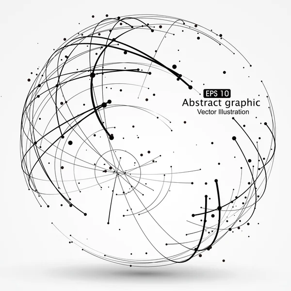 Bod a křivka postavena koule wireframe, technologické smysl abstraktní ilustrace. — Stockový vektor