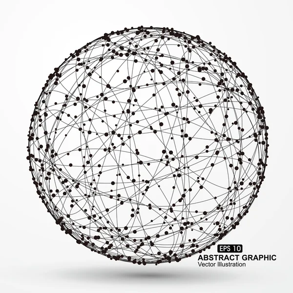 Punto e curva costruito il wireframe sfera, senso tecnologico illustrazione astratta . — Vettoriale Stock