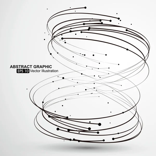 Puntos y curvas de gráficos abstractos en espiral . — Vector de stock