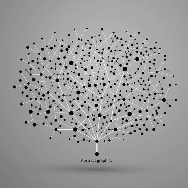 A pontok és vonalak, a fák absztrakt grafika. — Stock Vector