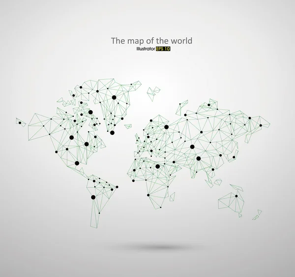 Les lignes connectées constituent la carte du monde — Image vectorielle