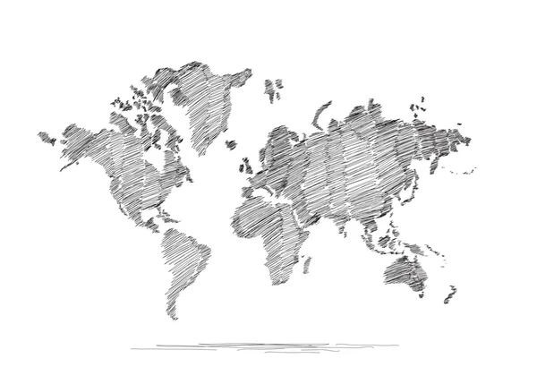 Carte du monde dessinée à la main — Image vectorielle