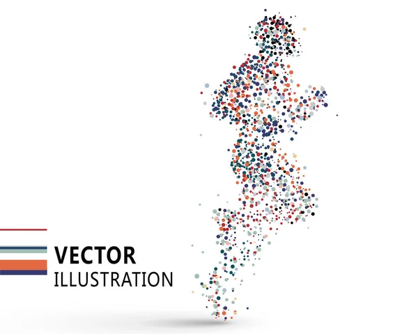 Hombre Corriendo Compuesto Puntos Colores Ilustración Vectorial — Vector de stock
