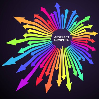 Dalgalı bir şekilde uzanan renkli oklar, büyüme anlamına gelir..