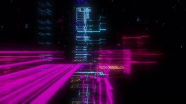 Soyut veri şehri video görüntüleri, 4K yüksek çözünürlüklü.