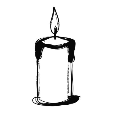 Minimalist siyah çizgi şeklinde alevli el yapımı mum. Doğum günü grafikleri, davetiyeler ve posterleri için harika..
