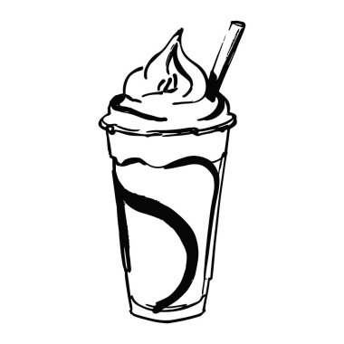 Sanatsal tarzda samanla el yapımı milkshake. Kafe posterleri, içecek markaları ve tatlı paketleri için mükemmel..