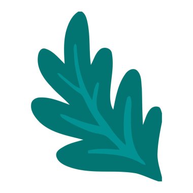 Minimal teal leafy branch in simple flat style. Great for botanical designs, nature decor, foliage elements, and aesthetic plant illustrations.