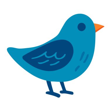 Turuncu, yeşil ve mavi renkli üç çiçek seti. Botanik dekoru, bahar temaları, neşeli tasarımlar ve çocuk grafikleri için mükemmel..