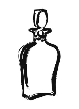 Zarif bir tıpası olan siyah-beyaz bir parfüm şişesinin güzel çizimi. Basit ama sofistike tasarım zarif çizgiler ve kıvrımlar sergiliyor, zamansız bir sanat eseri yaratıyor. Bu illüstrasyon lüks ve güzellik teması için mükemmel.