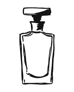 Basit ama zarif siyah beyaz bir parfüm şişesinin lüks parfüm ambalajı tasarımı. Kozmetik ve parfüm markalaşması, pazarlama ve reklamcılık için mükemmel..