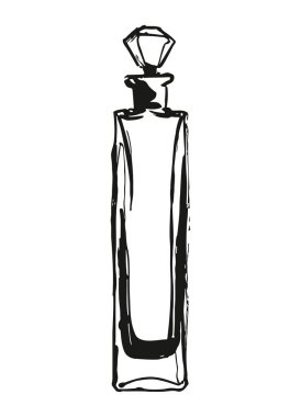 Zarif lüks parfüm şişesi tasviri şeffaf cam bir kap ve elmas kapaklı. Basit ama sofistike tasarım lüks ve kaliteli taşır. Lüks parfüm ürünleri markalaştırmak ve reklamını yapmak için mükemmel.