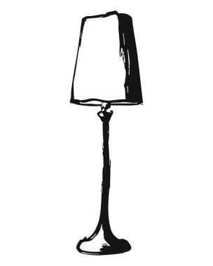 Klasik silueti olan basit, minimalist bir tasarımı içeren zarif bir masa lambası. Siyah ve beyaz resimlerde, temiz gölgesi ve ince tabanı olan geleneksel bir lamba sergileniyor. İç dekorasyon için mükemmel. Basit ama sofistike, Bu lamba bir ekler