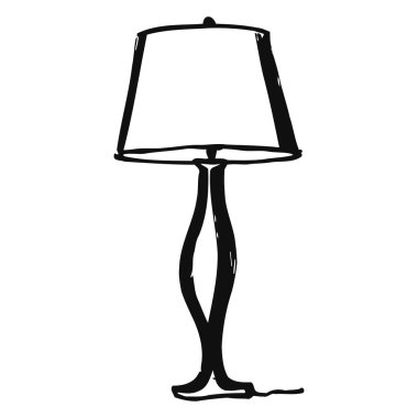 Basit ama zarif masa lambası ince bükülmüş tabanı ve yumuşak ışıklı gölgesi var. Beyaz arka planda siyah siluet çizimi, sakinlik ve sükunet hissi veriyor. Ev dekorasyonu için mükemmel, her odaya sıcaklık ve samimiyet eklemek için. Kıvrım.
