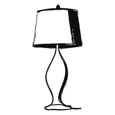 Modern masa lambasının silueti eşsiz ince tabanlı ve silindirik gölgeli. Çağdaş ev dekorasyonu için basit ve zarif tasarım öğesi, gece ortamı ve iç aydınlatma için minimalist stil ve çok yönlü ışıklandırma çözümü