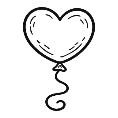 Kalp şeklinde balon, basit çizgiler ve minimalist tasarım Sevgililer Günü için aşk ve romantizmi simgeliyor. Asgari siyah çizgiler temiz ve zarif bir illüstrasyon yaratır. Kalp balonunun basit ve simgesel bir tasviri. Dekorasyon için mükemmel.