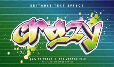 Modern tarzda düzenlenebilir çılgın grafiti vektör metin efekti