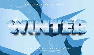 Modern tarzda düzenlenebilir kışın 3d vektör metin efekti