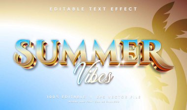 düzenlenebilir yaz titreşimleri 3d vektör metin efekti modern tarzda