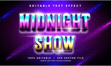 Düzenlenebilir gece yarısı modern biçimdeki vektör metin efektini göster