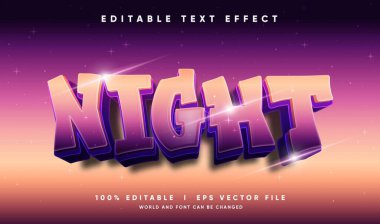 Gece metni efekti düzenlenebilir koyu ve gece yarısı metin biçimi